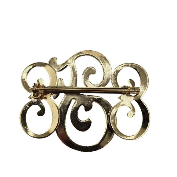 VTG Brooch EFE Initials Gold Tone Cursive Script Letters Monogram Pin Gift Names - Picture 3 of 8